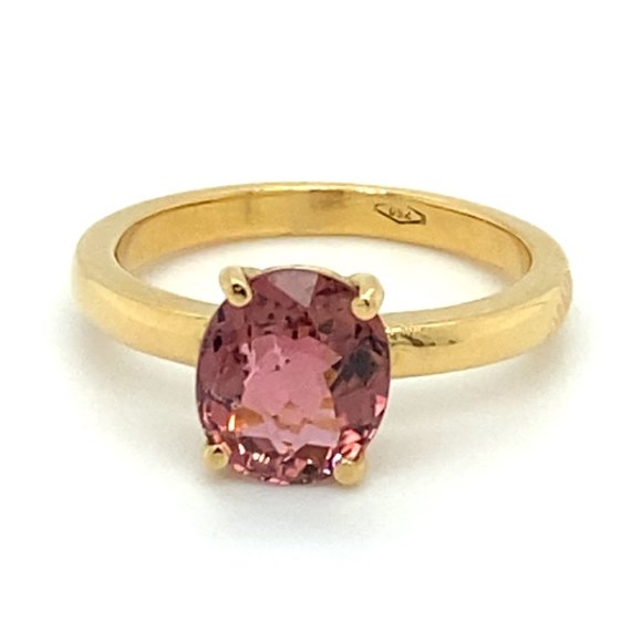 Rubellite 3.05ct Solid 18K Yellow Gold Ring - Picture 1 of 7